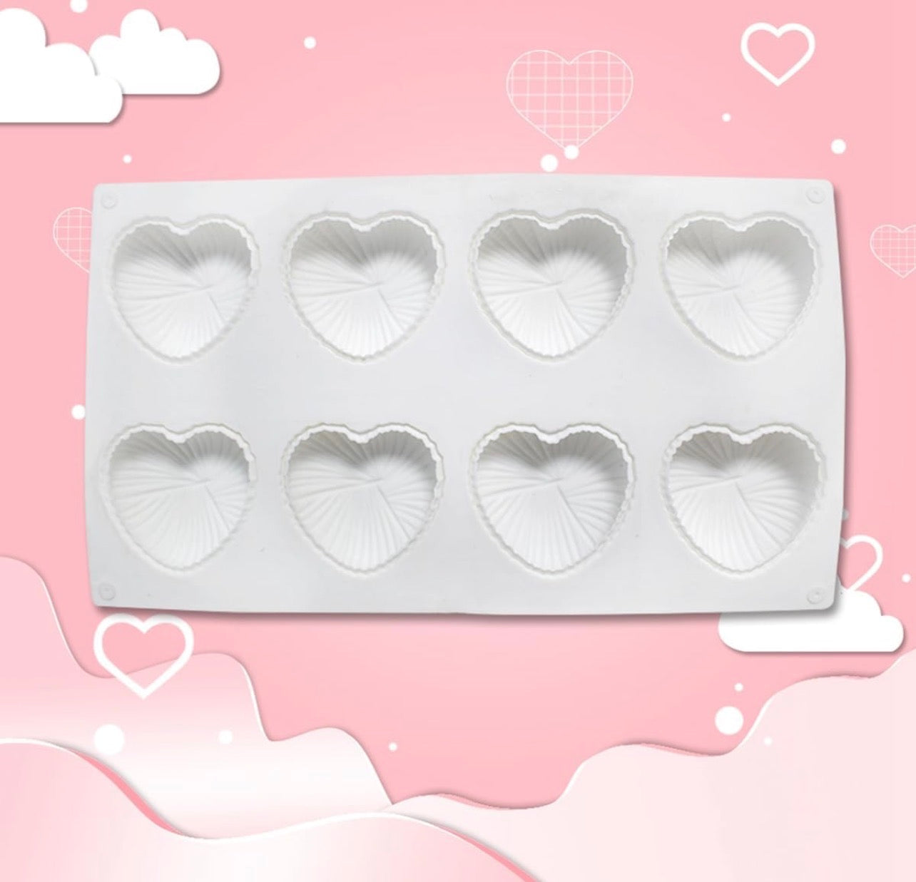 Textured Hearts - 8 Cavity Molds