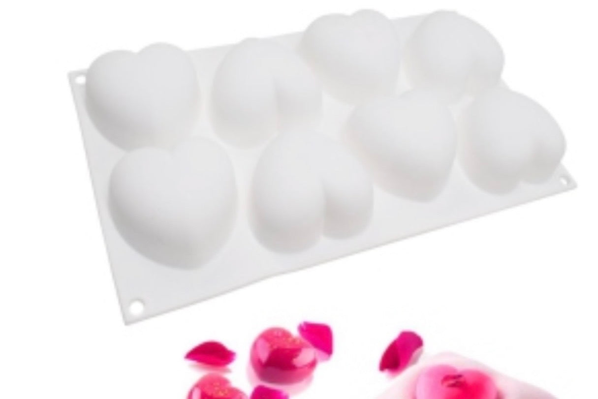 3D Hearts - Silicone Mold - 8 Cavity